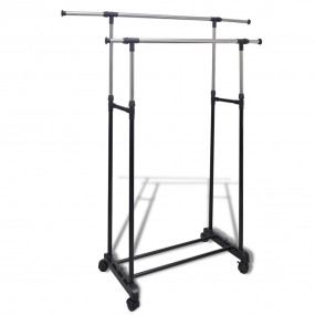 Clothes Rack Black and Silver Stainless Steel, PP Plast...