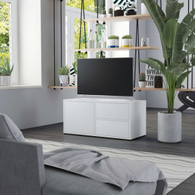 TV Cabinet White Engineered Wood Medium TV Cabinet Rect...
