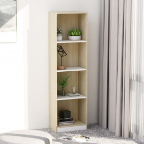 Book Cabinet White and Sonoma Oak Engineered Wood Tall