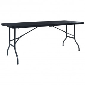 Folding Camping Table Black HDPE, Powder-coated steel L...