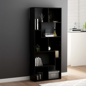 Book Cabinet Black Engineered Wood 26.4 x 9.4 x 63.4 in...