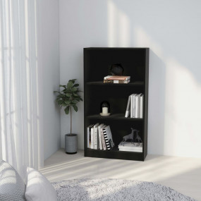 Book Cabinet Black Engineered Wood 23.6 x 9.4 x 42.9 in