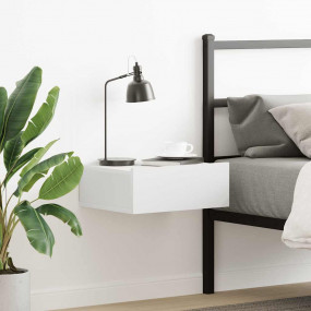 Floating Nightstand White Engineered Wood Compact