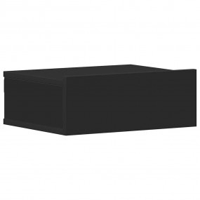 Floating Nightstand Black Engineered Wood Compact Stora...