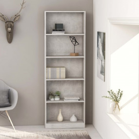 Book Cabinet Concrete Grey Engineered Wood Tall Book Ca...
