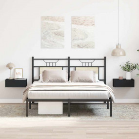 Floating Nightstand Set of 2 Black Engineered wood Comp...
