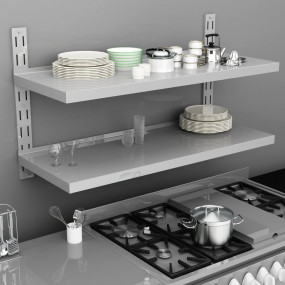 Floating Wall Shelf Silver Stainless Steel 47.2 in x 11...