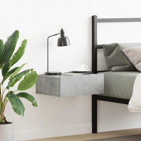 Floating Nightstand Concrete Grey Engineered wood Compa...