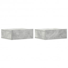 Floating Nightstand Set of 2 Concrete Grey Engineered W...