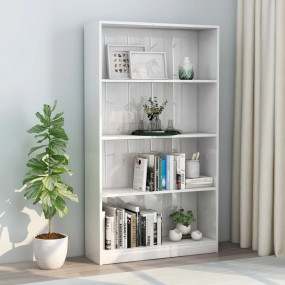 Book Cabinet High gloss white Engineered wood Medium Bo...