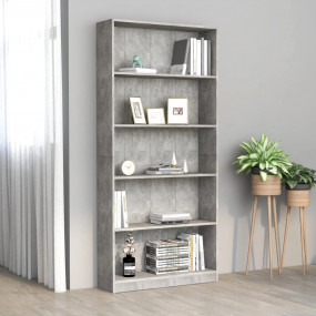 Book Cabinet Concrete Grey Engineered Wood Medium Book ...