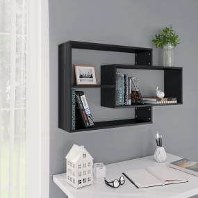 Wall Shelf Black Engineered wood 40.9 x 7.9 x 23.0 in W...