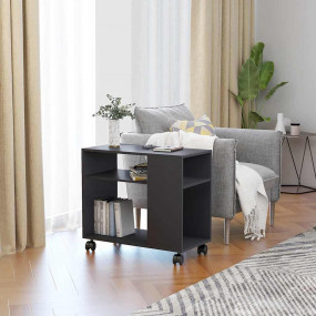 Side Table Grey Particle Board 27.6 x 13.8 x 21.7 in Ro...