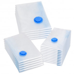 Vacuum Travel Bag Set of 20 Transparent and Blue Plasti...
