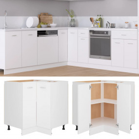 Corner Bottom Cabinet White Engineered Wood Medium