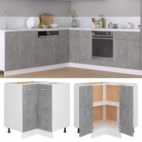 Corner Bottom Cabinet Concrete grey Engineered wood Med...