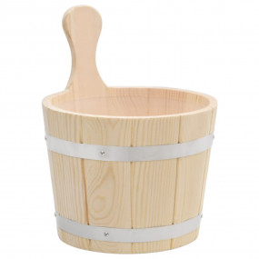 Sauna Bucket and Ladle Set Natural wood Solid pine wood...