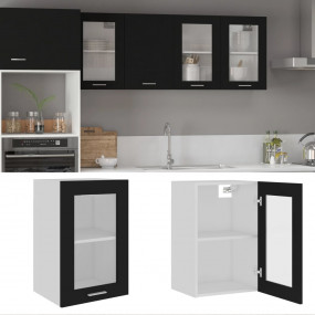 Hanging Glass Cabinet Black Engineered wood, glass