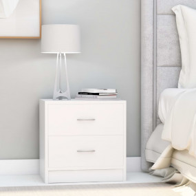 Bedside Cabinet White Engineered Wood 15.7 x 11.8 x 15....