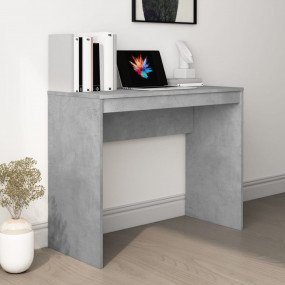 Desk Concrete Grey Engineered Wood Small Sleek Desk
