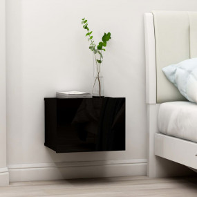 Bedside Cabinet Set of 2 Black Engineered wood Bedside ...