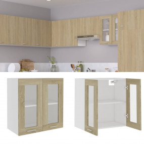 Hanging Glass Cabinet Sonoma oak Engineered wood and gl...