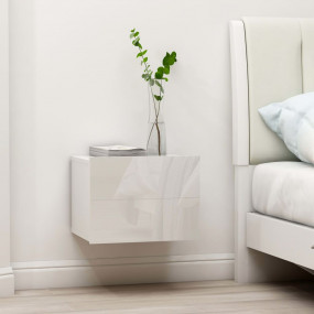 Bedside Cabinet High gloss white Engineered wood Small