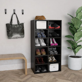 Shoe Rack Black Engineered Wood Medium Shoe Rack Rectan...