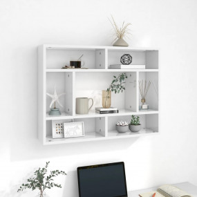 Wall Shelf High gloss white Engineered wood 29.5 x 6.3 ...