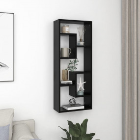 Wall Shelf Black Engineered wood Medium Wall Shelf Rect...