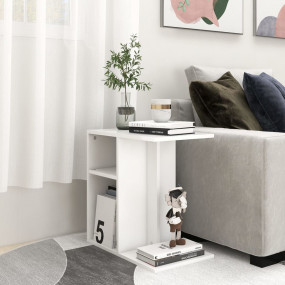 Side Table White Engineered wood 19.7 in x 11.8 in x 19...