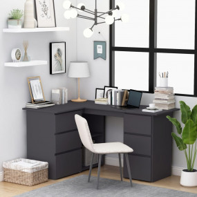 Corner Desk Gray Engineered wood Compact Corner Desk
