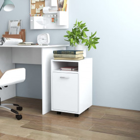 Side Cabinet White Engineered wood Medium Lockable whee...
