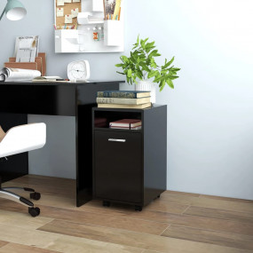 Side Cabinet Black Engineered Wood Medium Side Cabinet