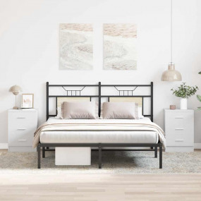 Bedside Cabinet Set of 2 White Engineered wood Bedside ...