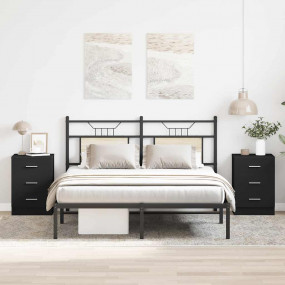 Bedside Cabinet Set of 2 Black Engineered wood Medium