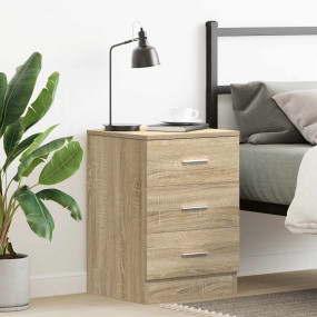 Bedside Cabinet Sonoma Oak Engineered Wood Smooth Slidi...