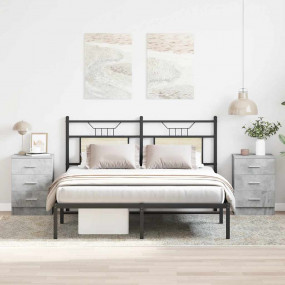 Bedside Cabinet Set of 2 Concrete grey Engineered wood ...