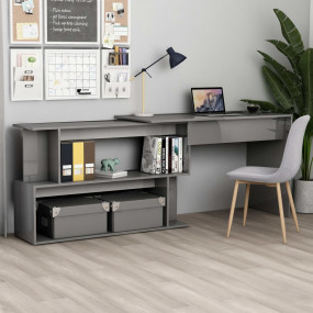 Desk High gloss gray Engineered wood Medium Rotatable D...