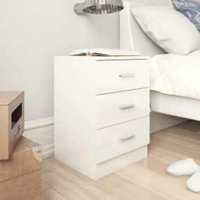 Bedside Cabinet High gloss white Engineered wood Small