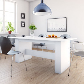 Dining Table White Engineered wood Minimalist Dining Ta...