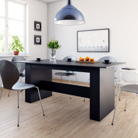 Dining Table Black Engineered Wood Large Minimalist