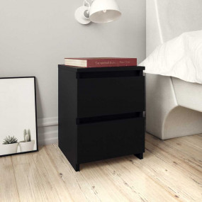 Bedside Cabinet Set of 2 Black Engineered wood 11.8x11....