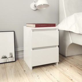 Bedside Cabinet High gloss white Engineered wood Small