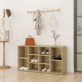 Shoe Bench Sonoma Oak Engineered Wood 40.6 x 11.8 x 21....