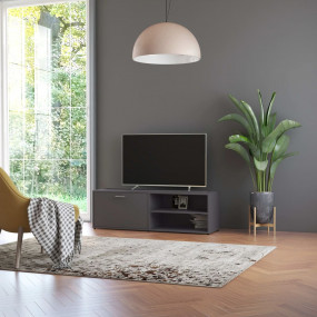 TV Cabinet Grey Engineered Wood Medium Stylish Storage ...
