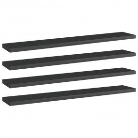 Shelf Set of 4 High gloss black Engineered wood