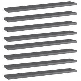 Shelf Set of 8 High gloss grey Engineered wood 23.6x3.9...