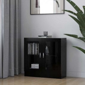 Vitrine Cabinet Black Engineered Wood 32.5 x 12.0 x 31....