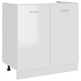 Sink Base Cabinet High Gloss White Engineered Wood